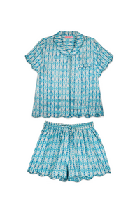 Scalloped Pajama Set Short - Spice Market Blue