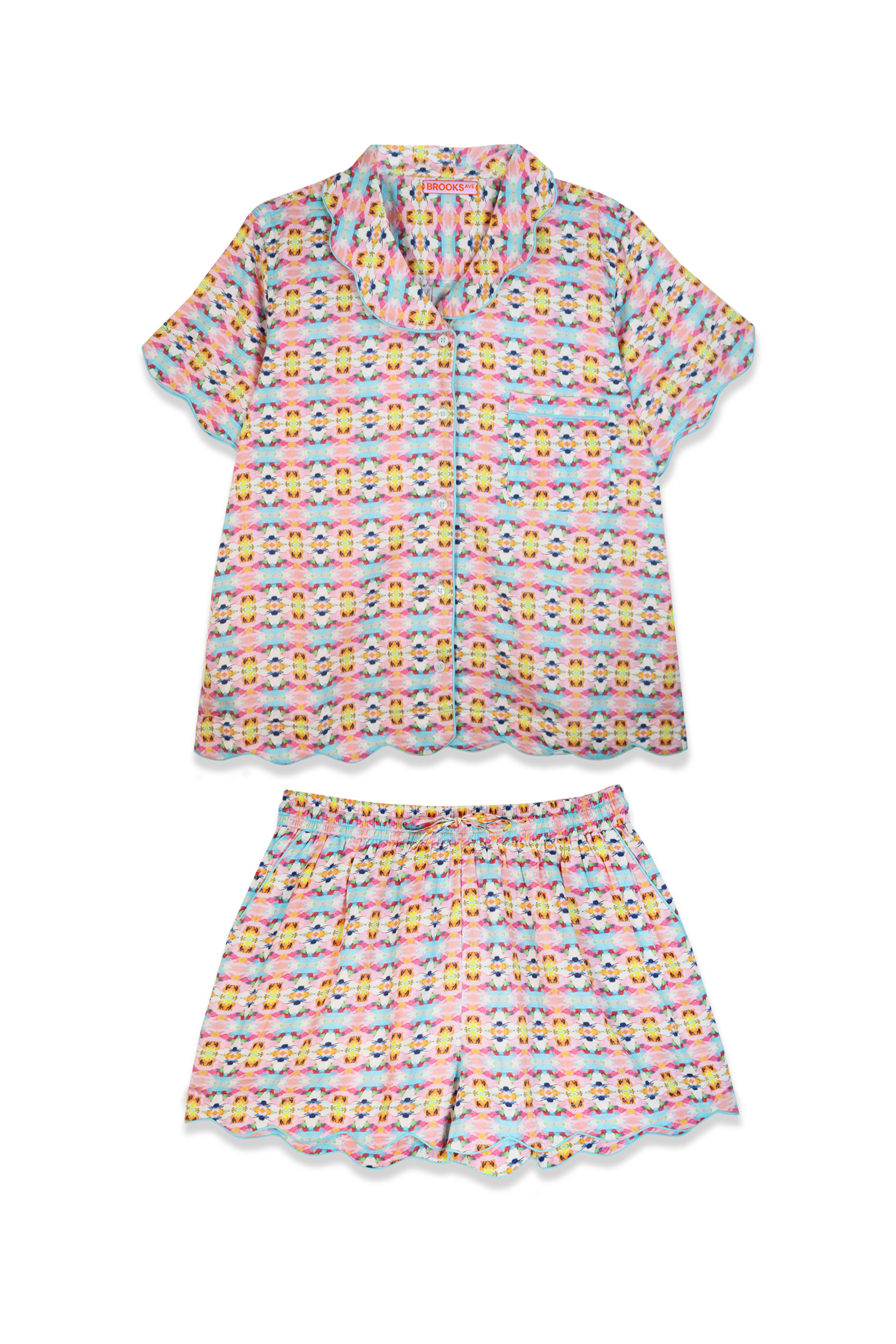 Scalloped Pajama Set Short - Sumner Pink