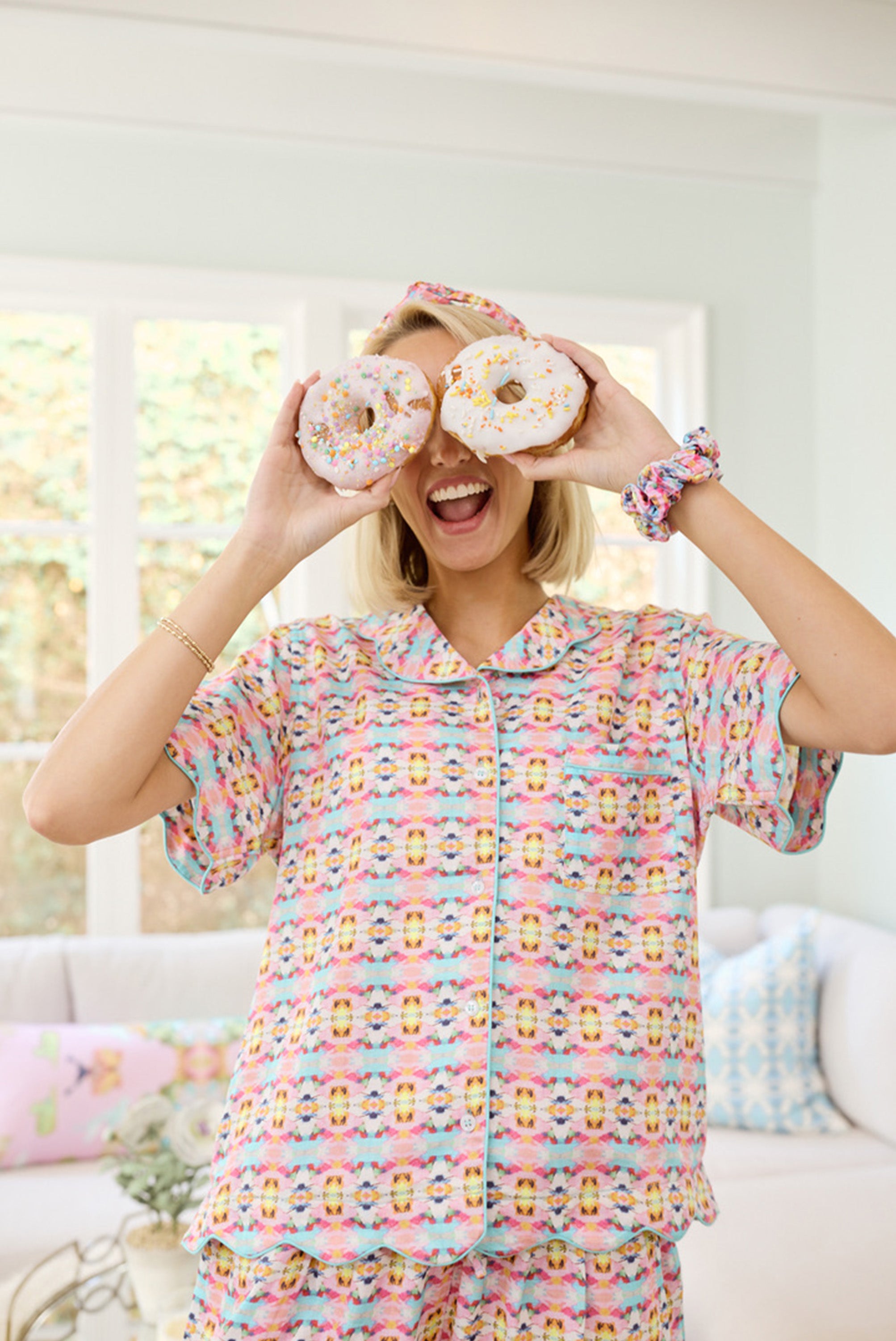 Scalloped Pajama Set Short - Sumner Pink