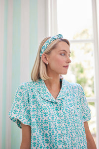 Scalloped Pajama Set Short - Teal Chintz